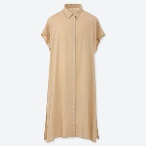 Uniqlo linen blend short sleeve long shirt
